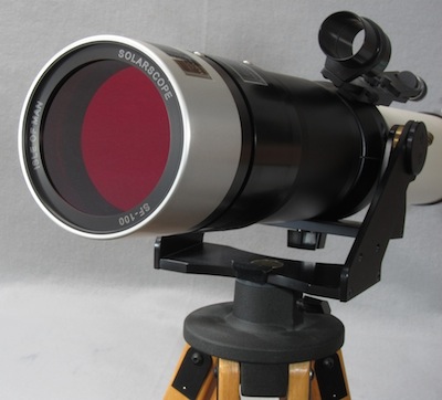 Solarscope DSF-100 stacked filters on TeleVue NP-101 telescope (63,268 bytes)