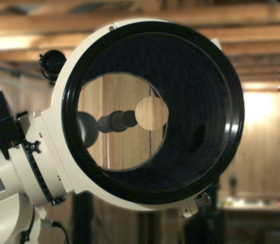 View of Astro-Physics 10 Inch Telescope from front (25934 bytes)