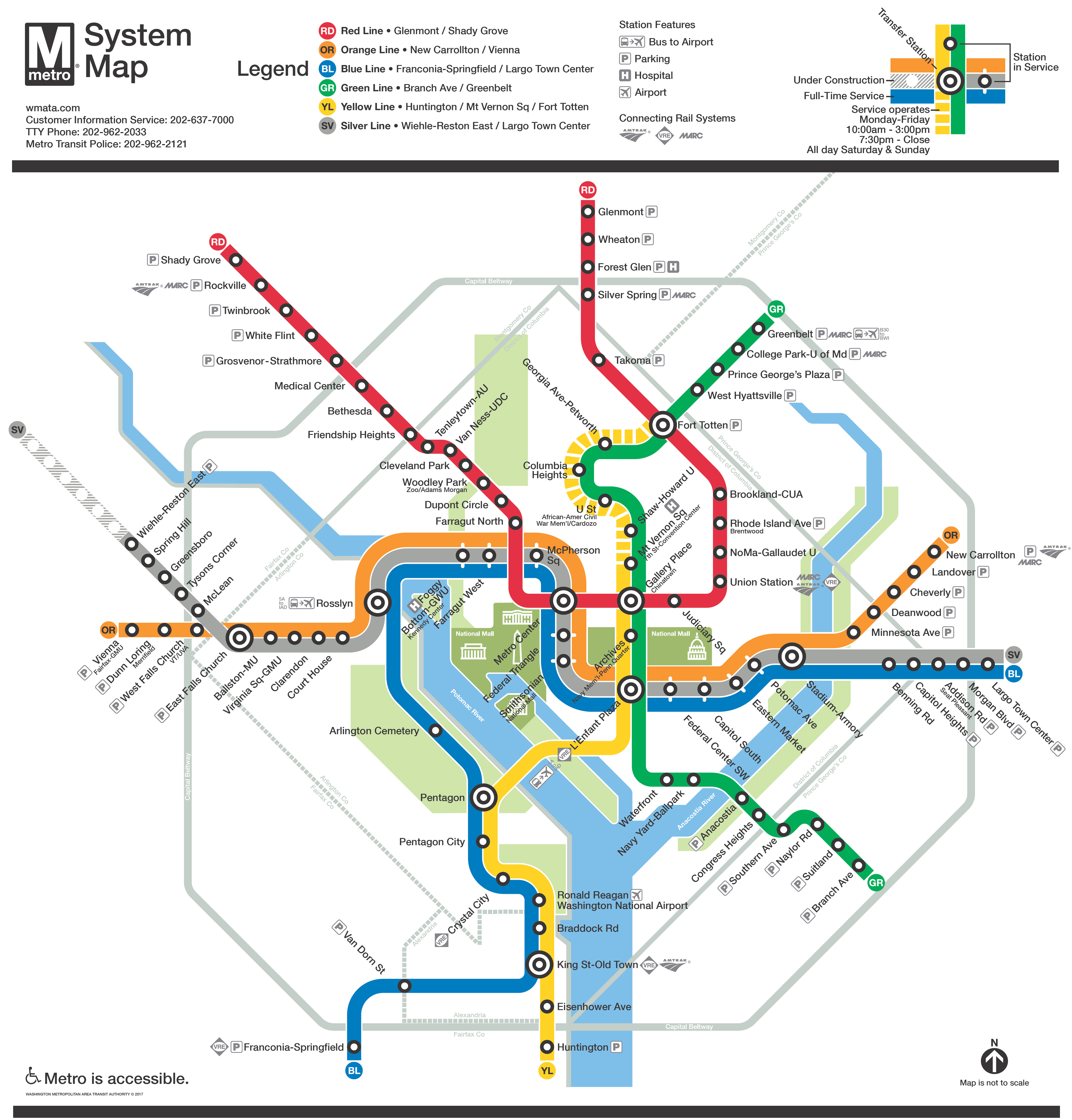 Washington Dc Metro Map Pdf Company Seven | Washington, D.c. Metrorail System Map
