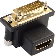 90-degree DVI-I to HDMI adapter