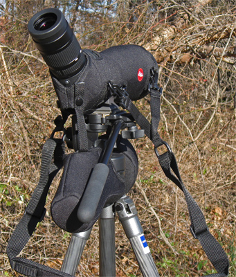 Rear View of Leica APO-TELEVID 82 telescope in Ever Ready Case (144,527 bytes)
