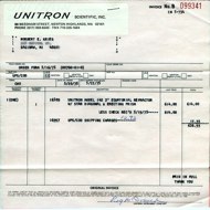 Unitron Model 142 Sales Invoice, 20 May 1975 (14,015 bytes)