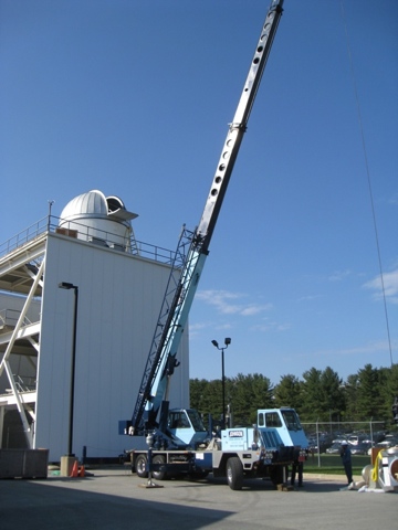 dome and telescope installation of MCCMO observatory (63,808 bytes)
