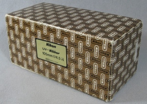 UV-Nikkor 1980s packing box with labels